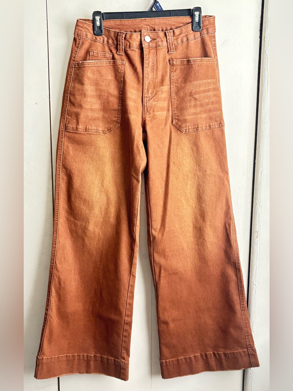 WOMENS BROWN WIDE LEG JEANS, size L